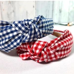 Red Gingham Print Knotted Headband